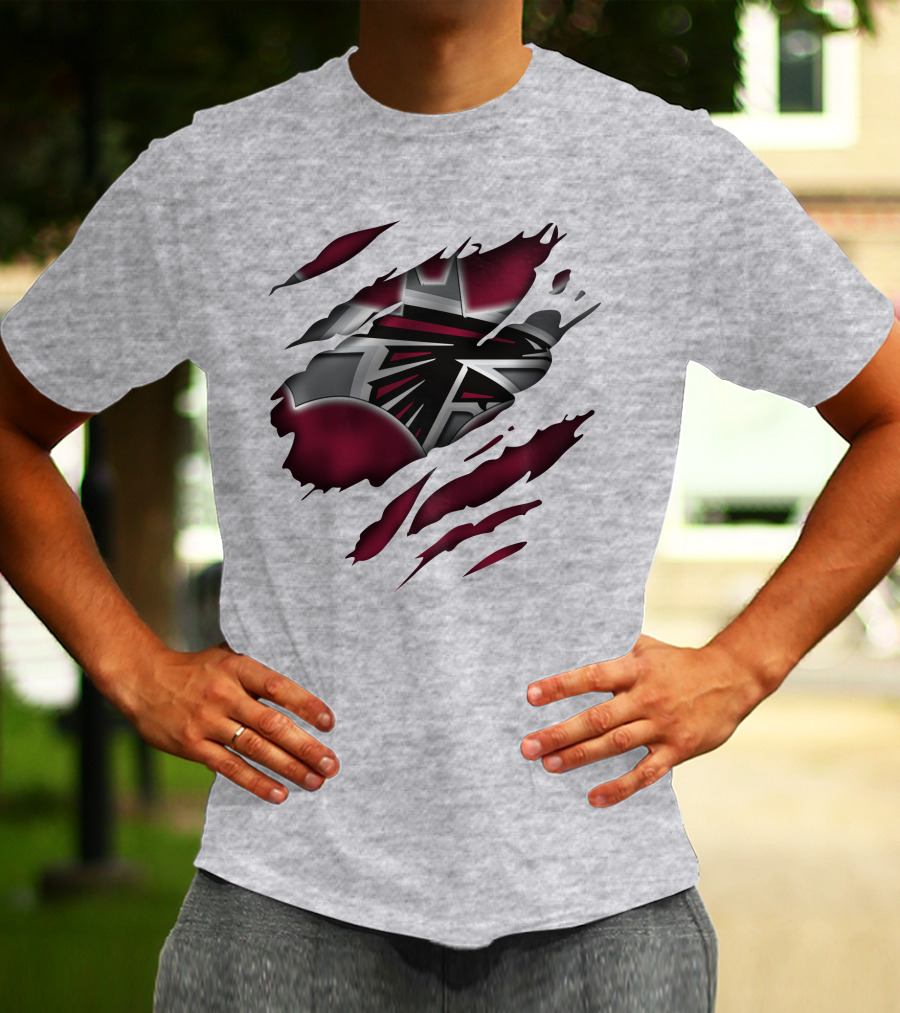 Atlanta Falcons Logo Ripped Claw Marks T-Shirt