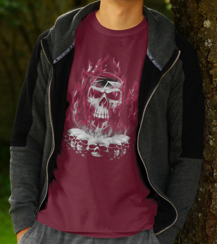 Atlanta Falcons 57 Flaming Skull T-Shirt