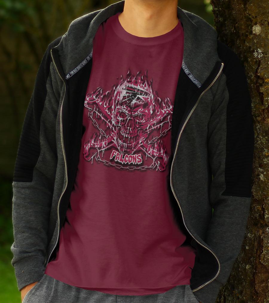 Atlanta Falcons Flaming Skull And Crossbones 53 T-Shirt