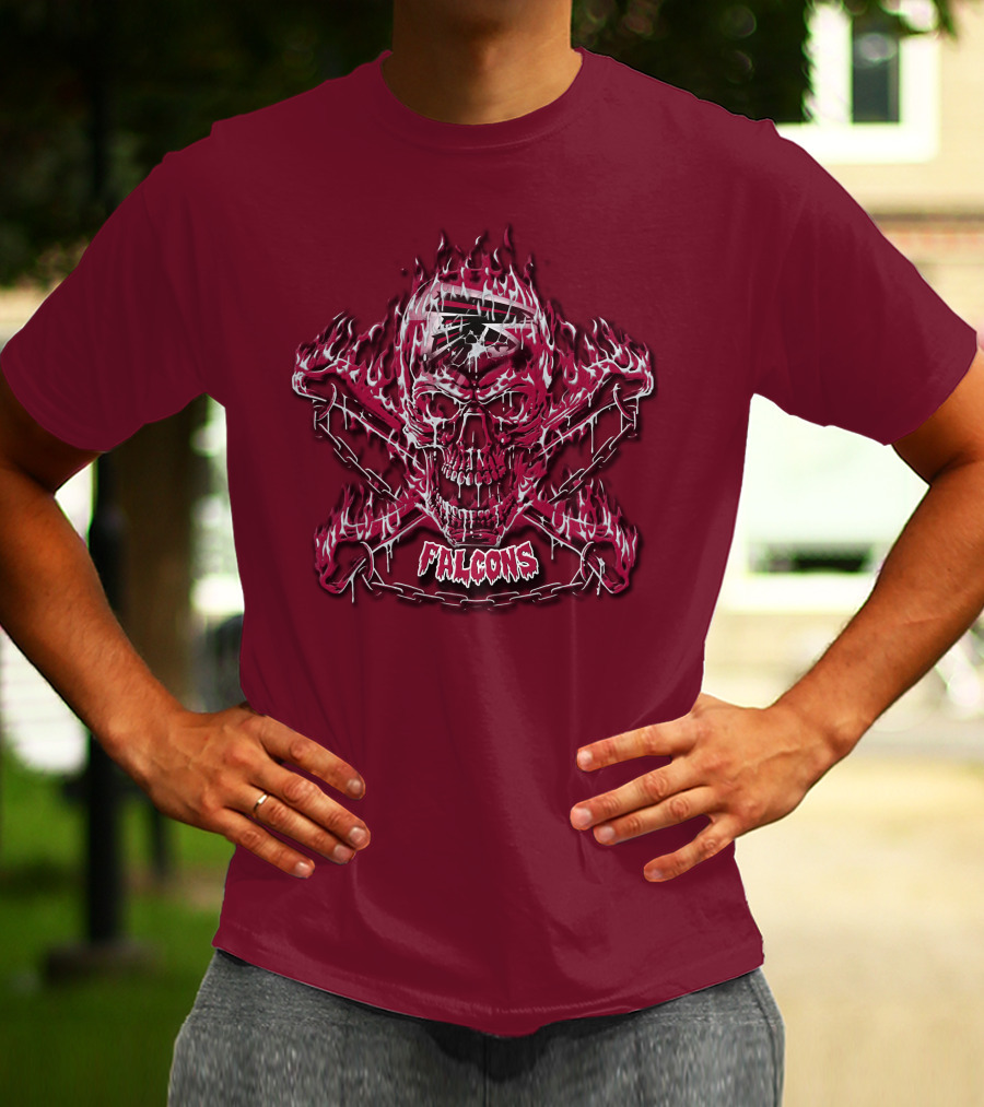 Atlanta Falcons Flaming Skull And Crossbones 53 T-Shirt