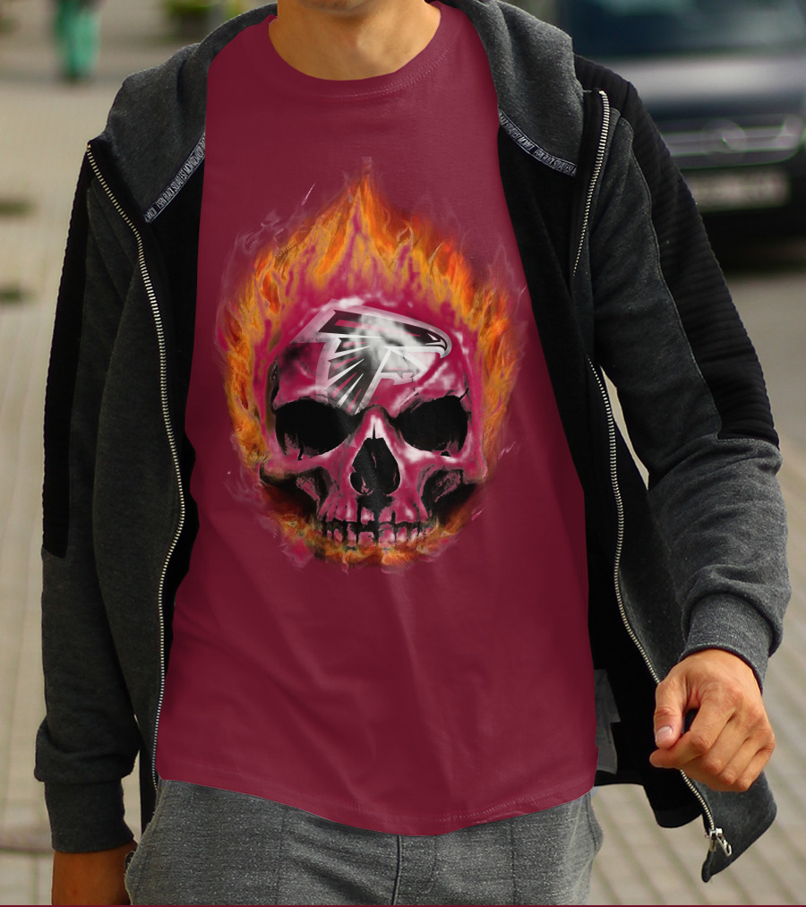 Atlanta Falcons Flaming Skull T-Shirt