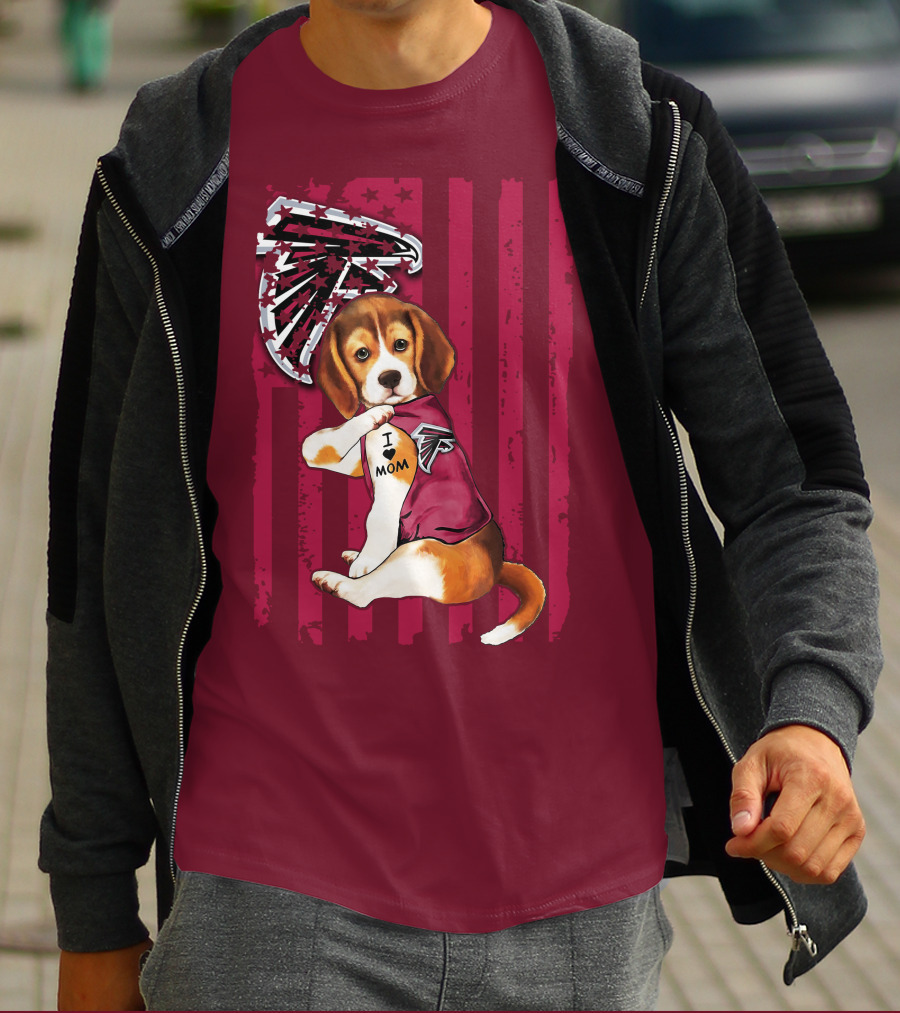 Beagle I Love Mom Atlanta Falcons T-Shirt