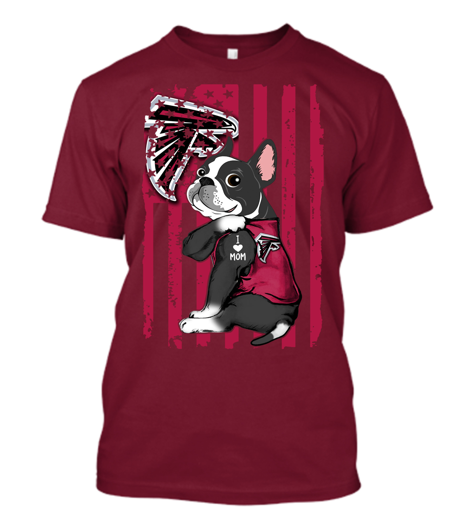 Boston Terrier I Love Mom Atlanta Falcons T-Shirt