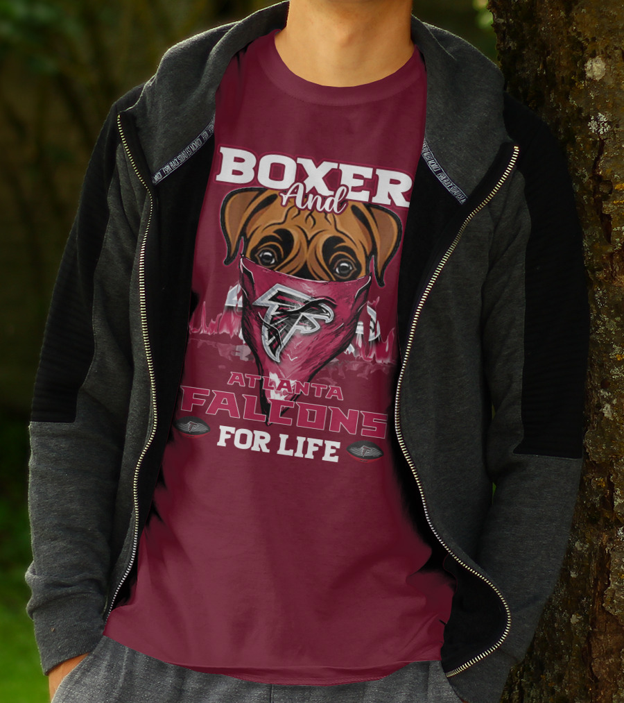 Boxer And Atlanta Falcons For Life T-Shirt