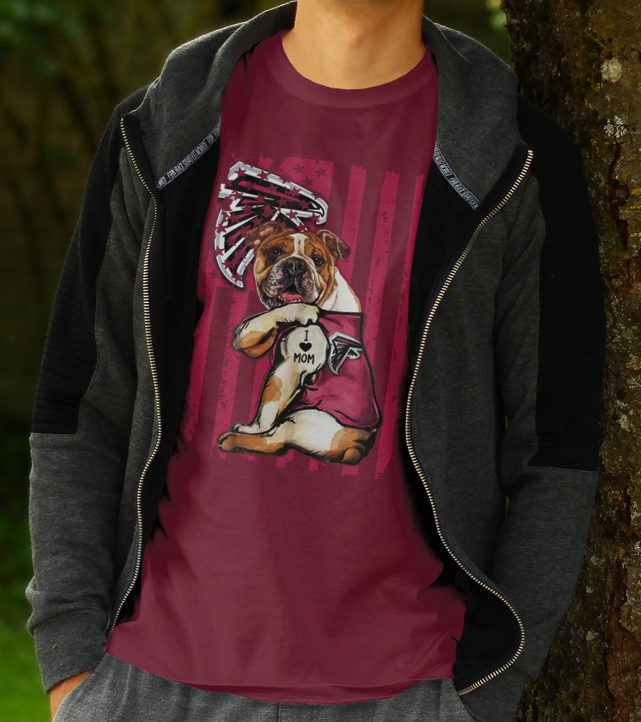 Bulldog Atlanta Falcons I Love Mom Patriotic T-Shirt