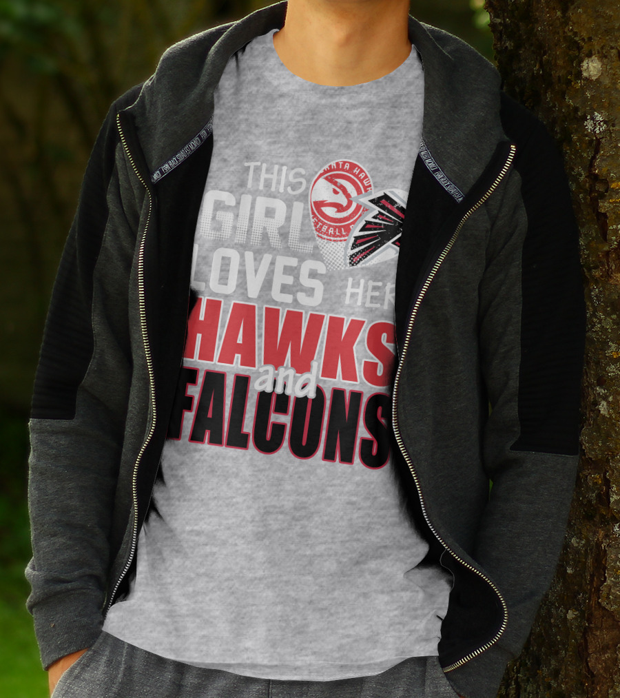 This Girl Loves Her Hawks And Falcons Basketball Football Fan T-Shirt