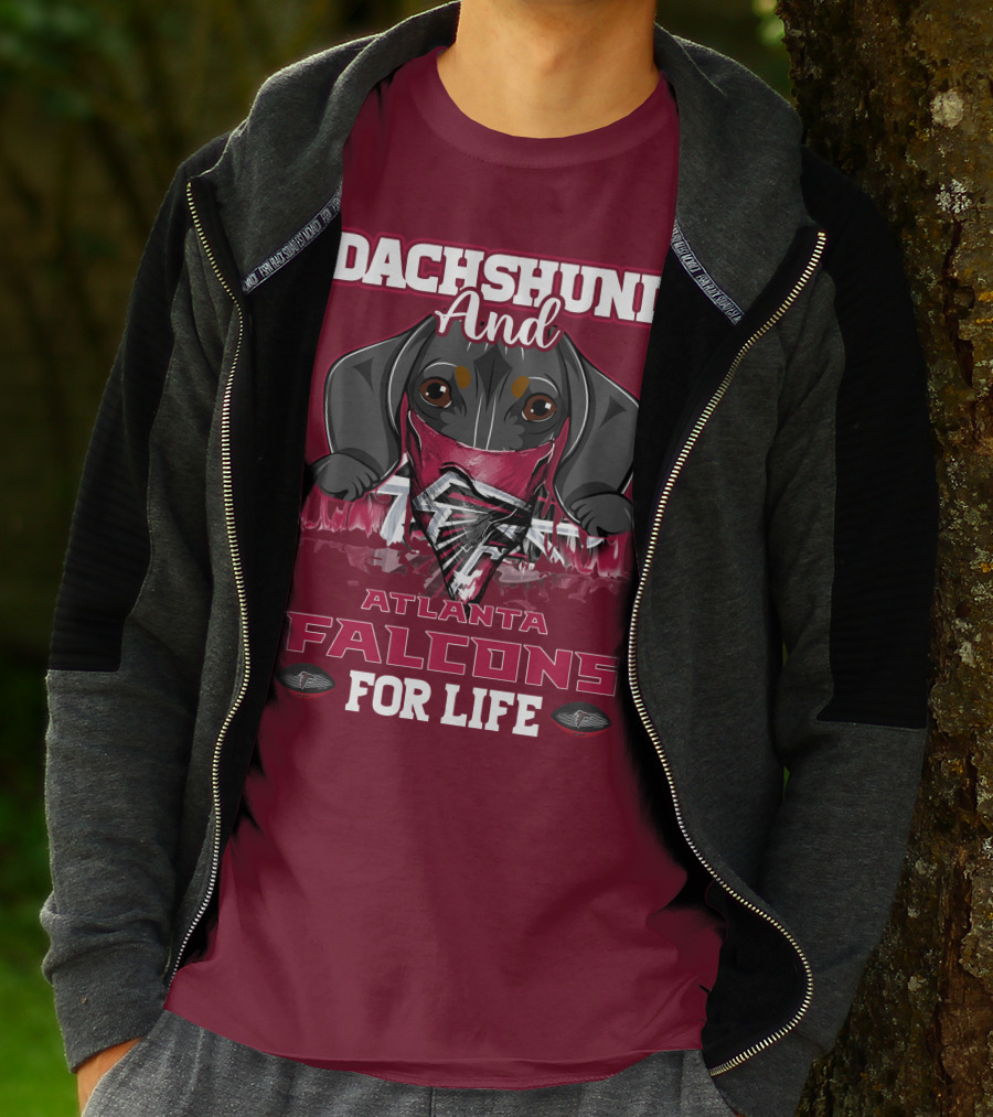Dachshund And Atlanta Falcons For Life T-Shirt