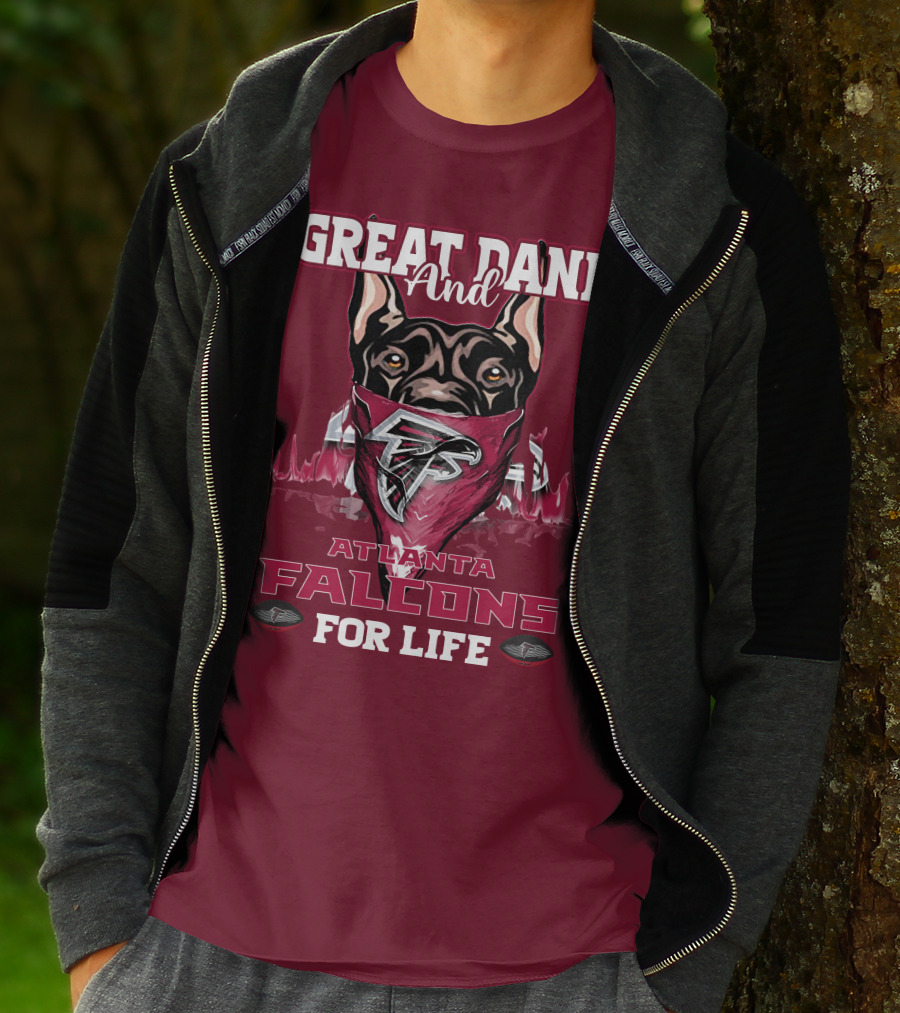 Great Dane And Atlanta Falcons For Life T-Shirt