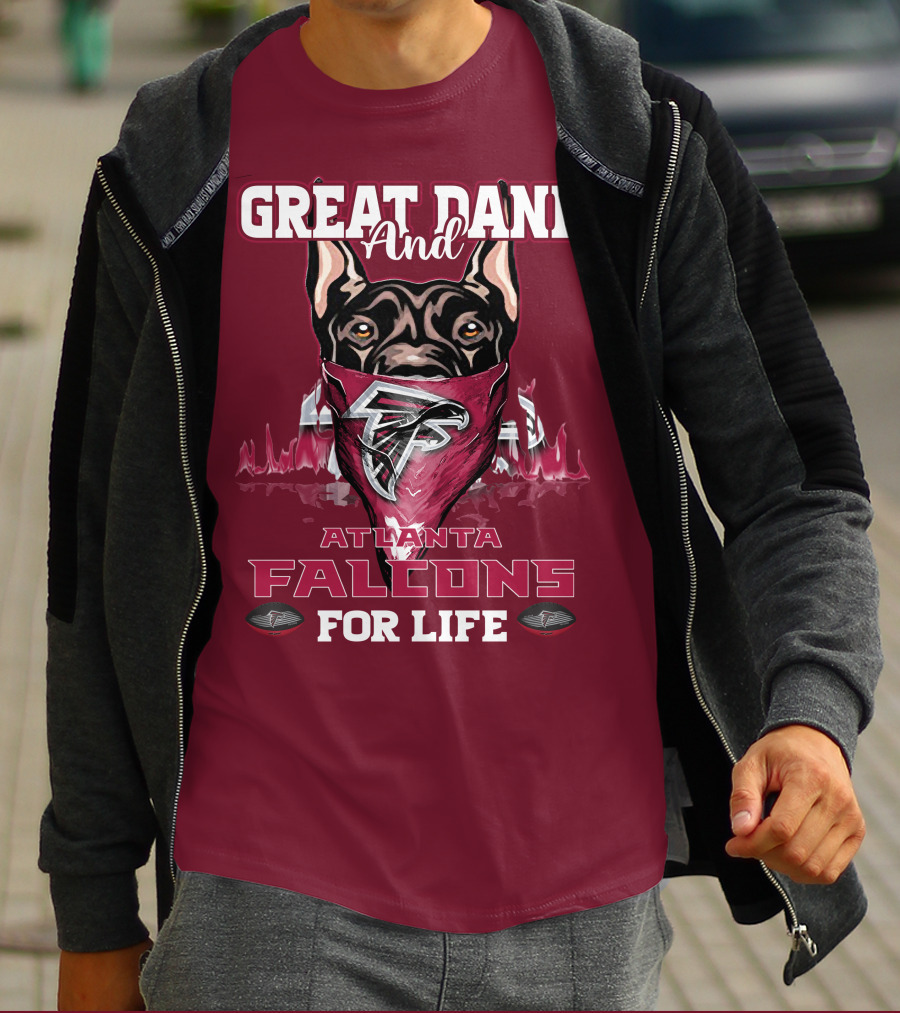 Great Dane And Atlanta Falcons For Life T-Shirt