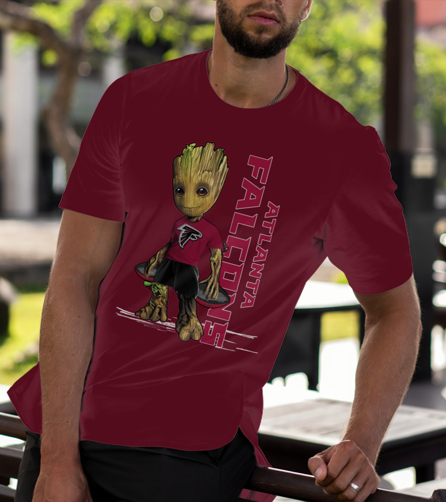 Groot Atlanta Falcons Fan Character Holding Atlanta Falcons T-Shirt