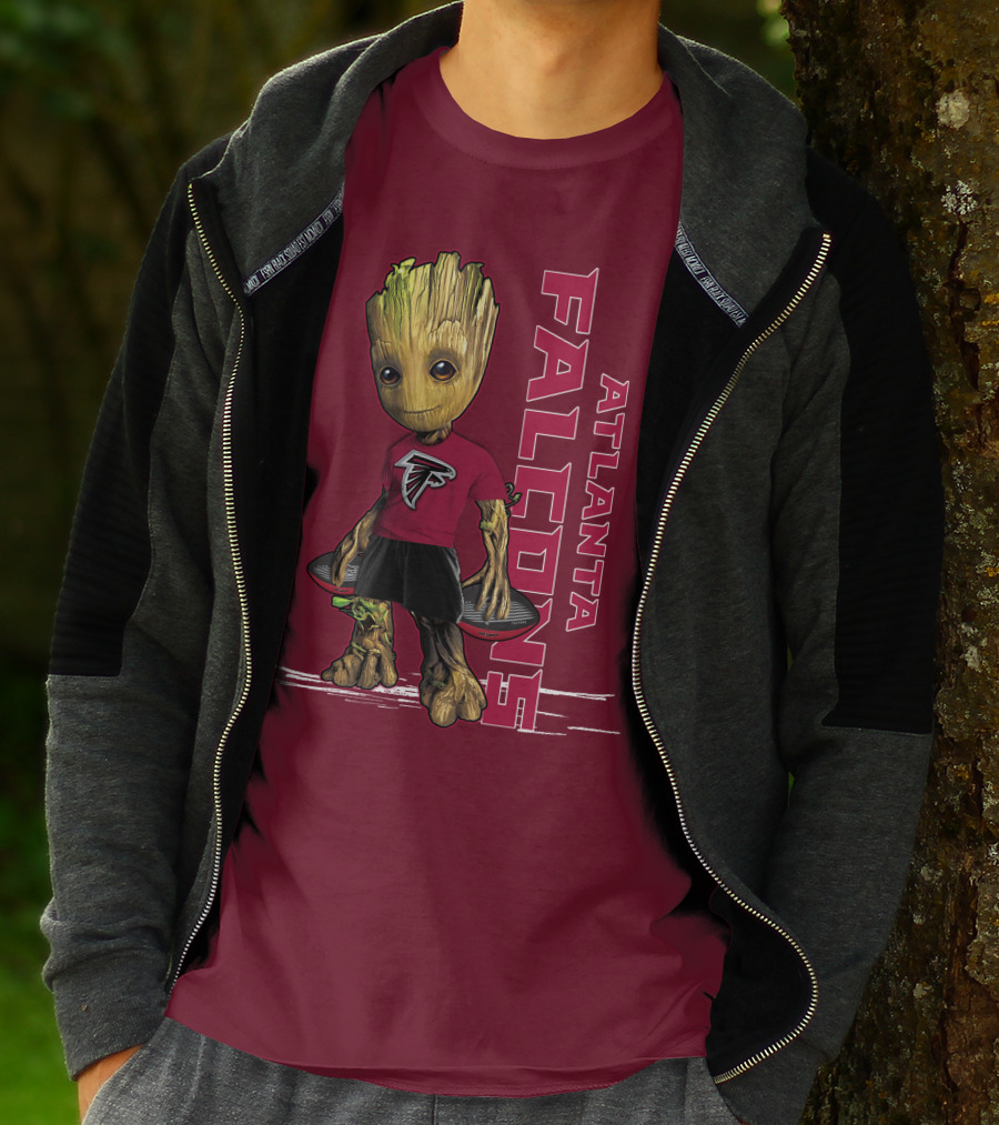 Groot Atlanta Falcons Fan Character Holding Atlanta Falcons T-Shirt