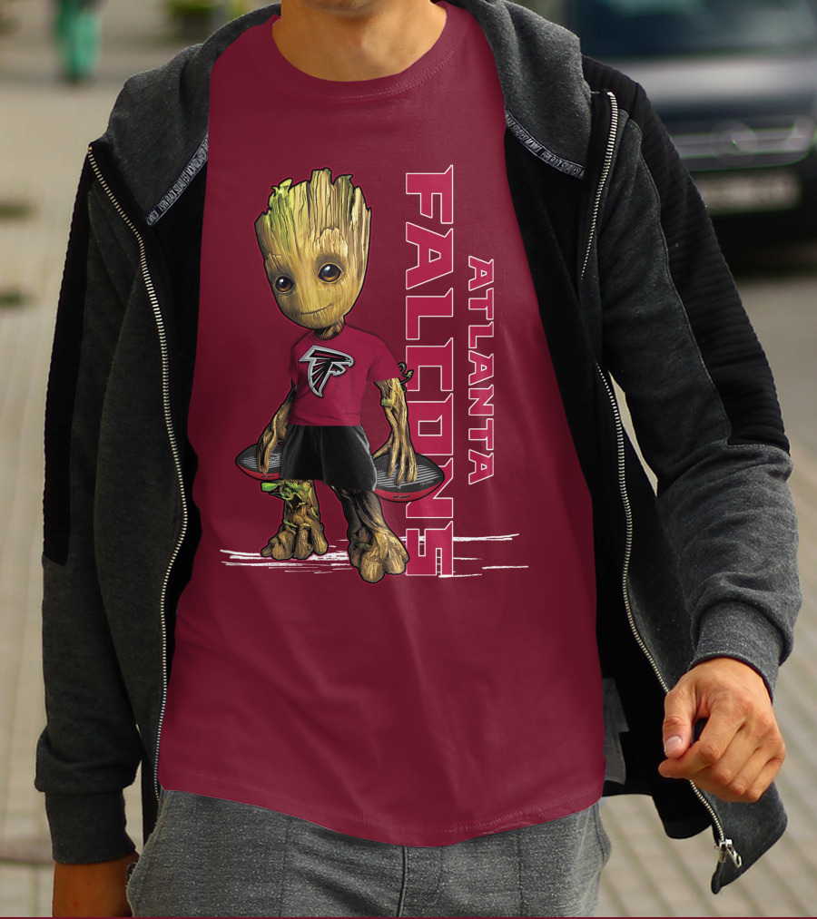 Groot Atlanta Falcons Fan Character Holding Atlanta Falcons T-Shirt