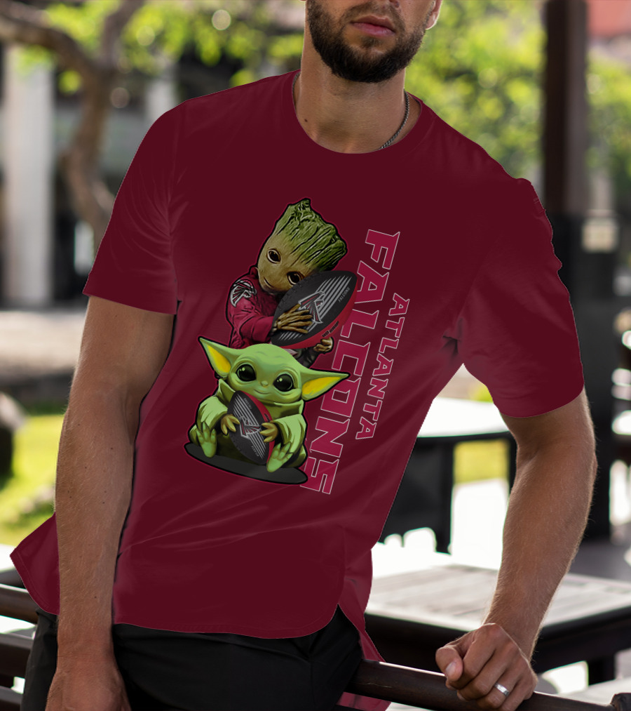 Grzd Atlanta Falcons Groot Baby Yoda Football T-Shirt