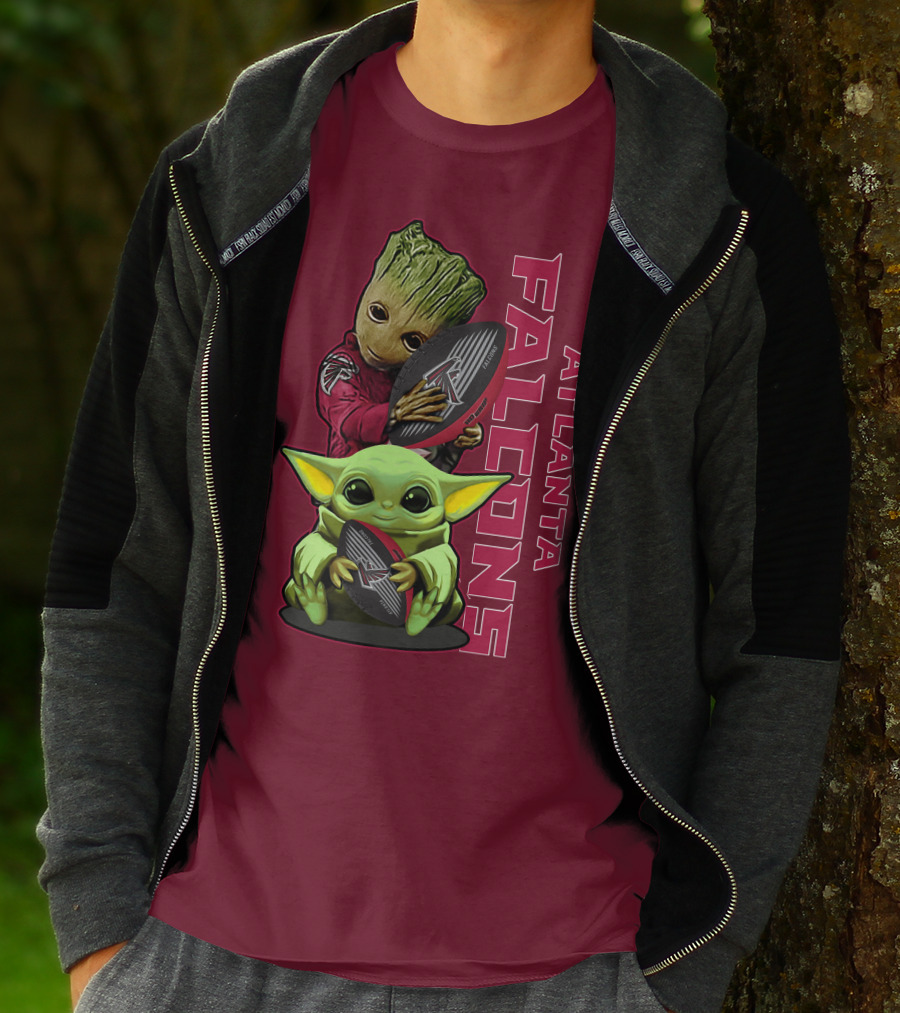 Grzd Atlanta Falcons Groot Baby Yoda Football T-Shirt