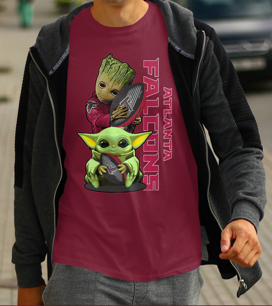 Grzd Atlanta Falcons Groot Baby Yoda Football T-Shirt