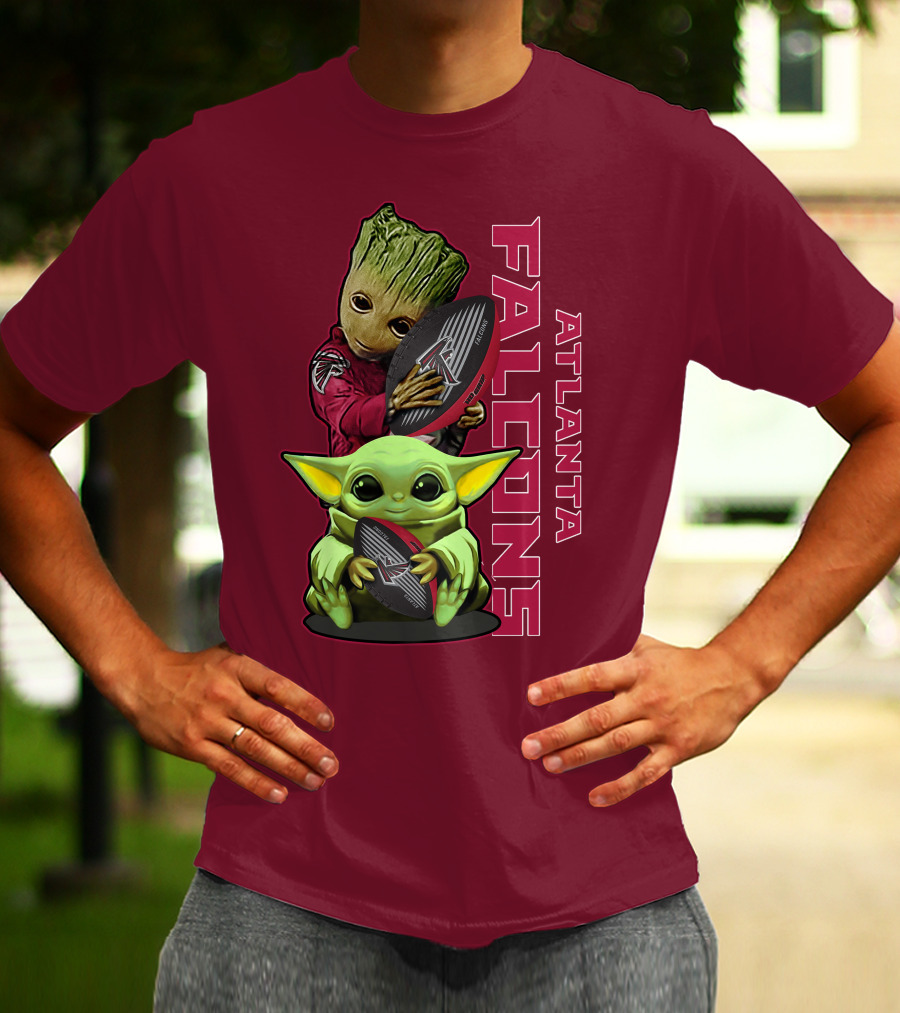 Grzd Atlanta Falcons Groot Baby Yoda Football T-Shirt
