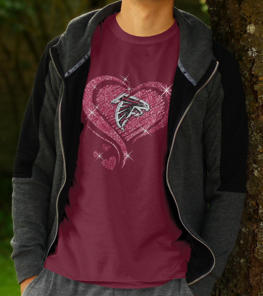 Atlanta Falcons Glitter Heart Diamond T-Shirt