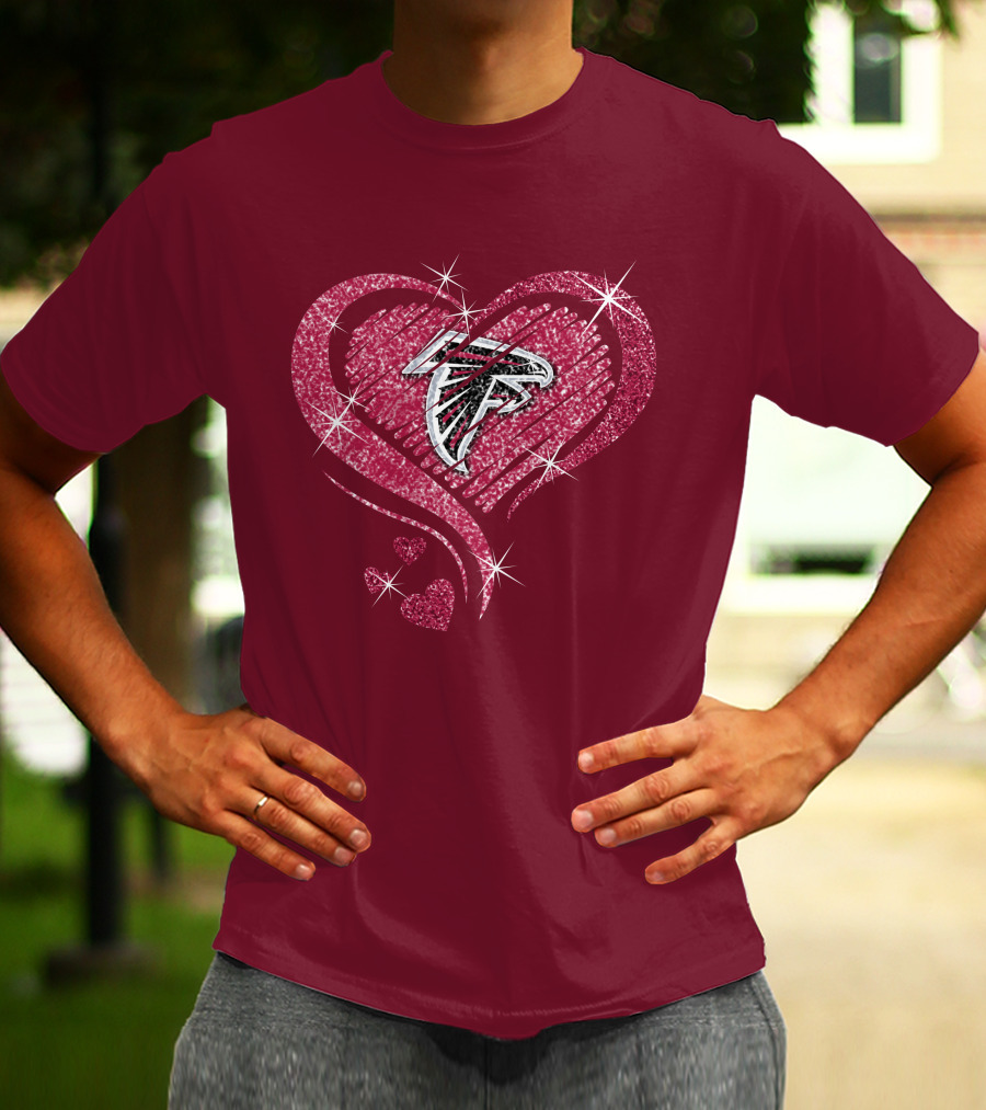 Atlanta Falcons Glitter Heart Diamond T-Shirt