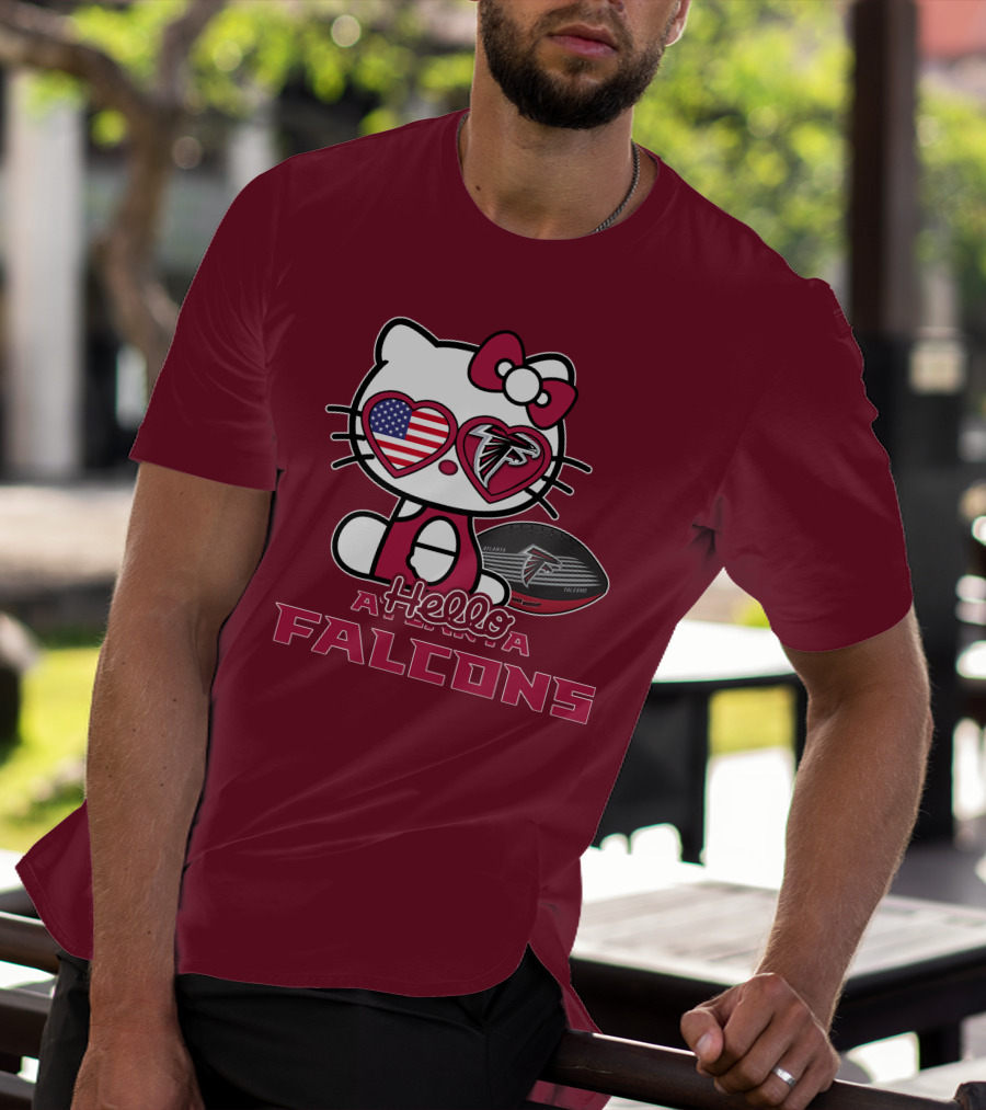 Hello Kitty Atlanta Falcons American Flag Football T-Shirt