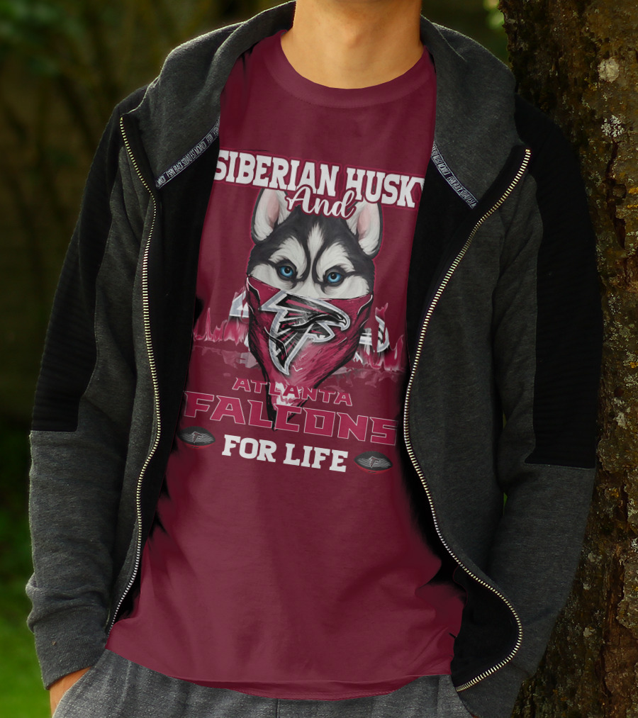 Siberian Husky And Atlanta Falcons For Life T-Shirt