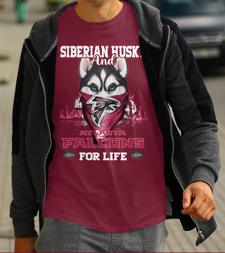 Siberian Husky And Atlanta Falcons For Life T-Shirt