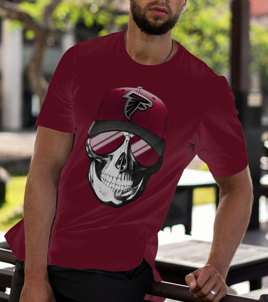 Atlanta Falcons Skull Cap With Reflective Glasses T-Shirt