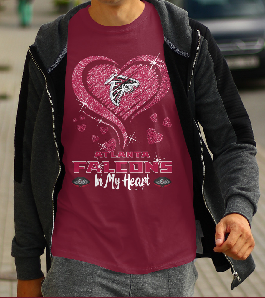 Atlanta Falcons Sparkling Heart Design In My Heart T-Shirt
