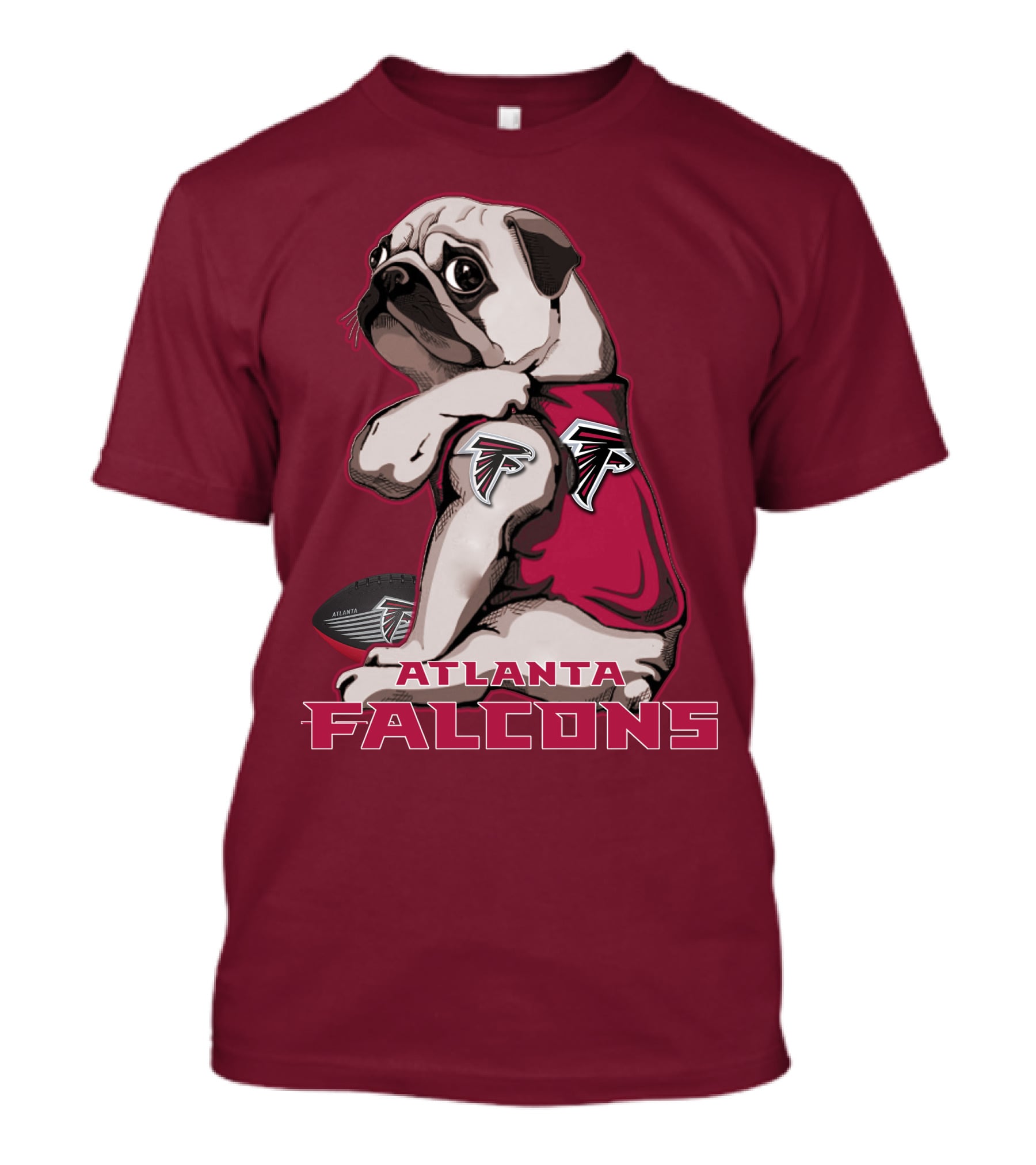 Pug Atlanta Falcons Football Team Mascot T-Shirt