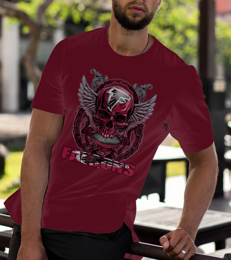 Skullfb Atlanta Falcons Winged Skull T-Shirt