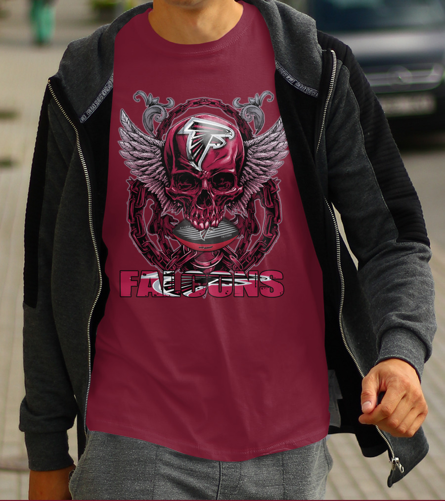 Skullfb Atlanta Falcons Winged Skull T-Shirt