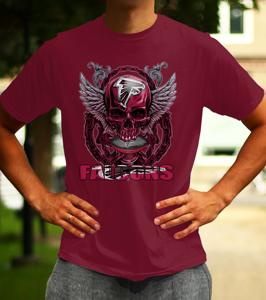 Skullfb Atlanta Falcons Winged Skull T-Shirt
