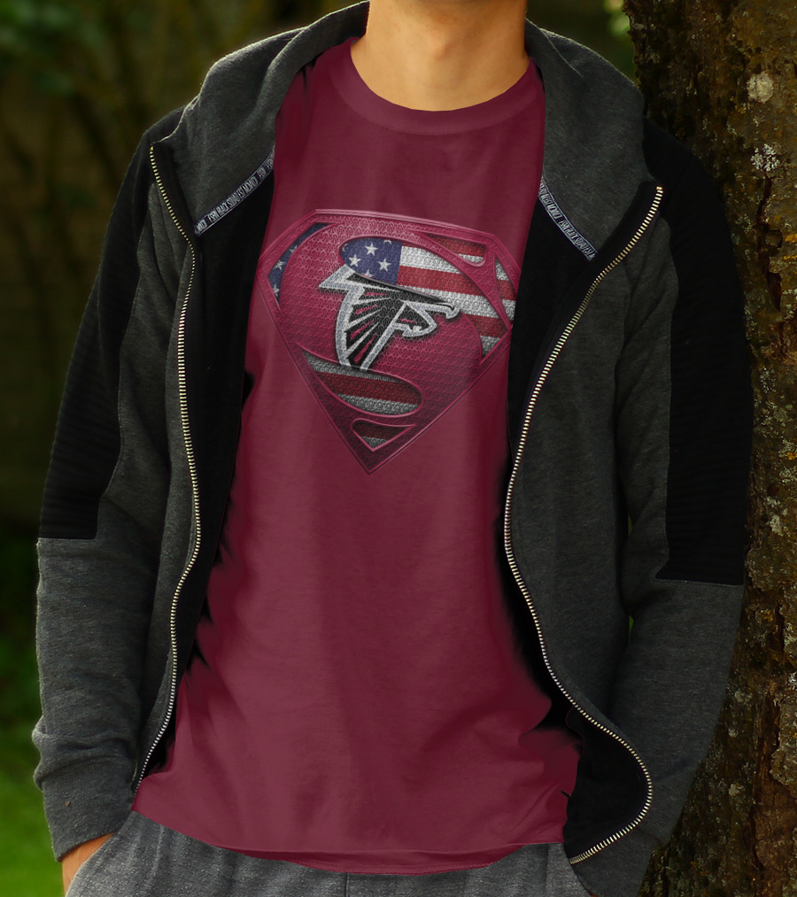Spm Atlanta Falcons American Flag Superman T-Shirt
