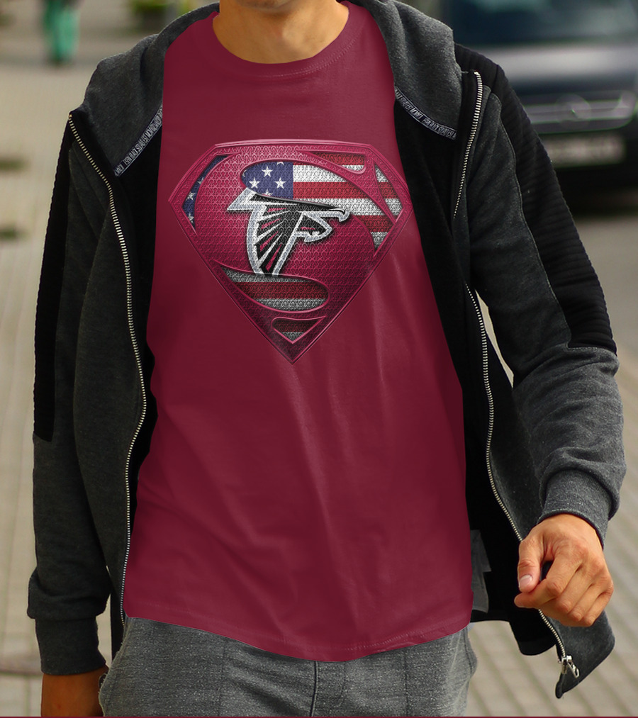 Spm Atlanta Falcons American Flag Superman T-Shirt
