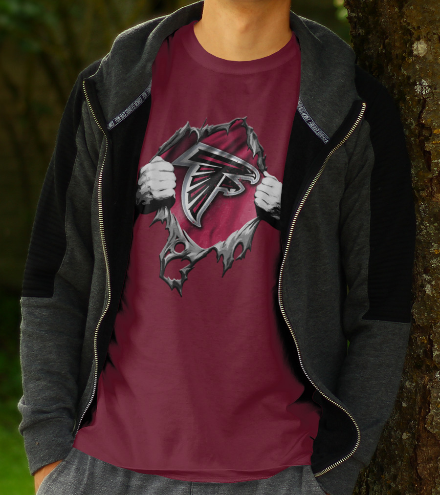 Atlanta Falcons Ripped Logo Inside Torn T-Shirt