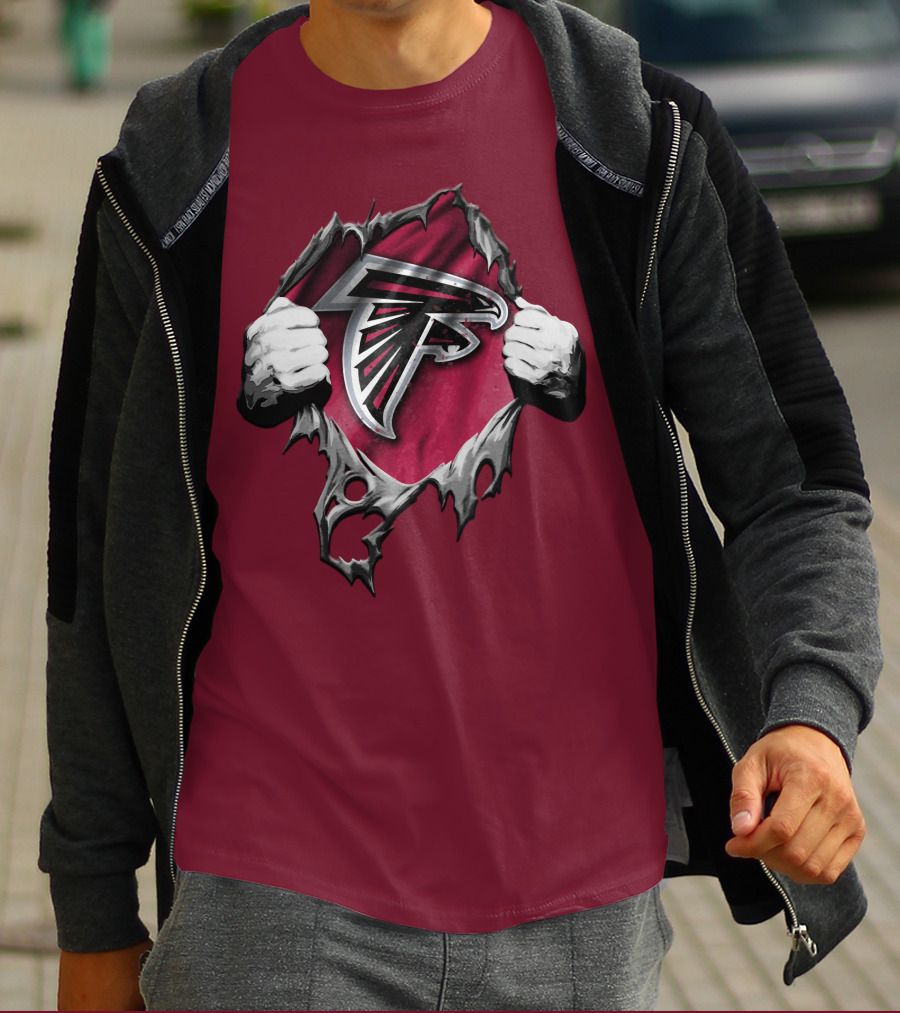Atlanta Falcons Ripped Logo Inside Torn T-Shirt