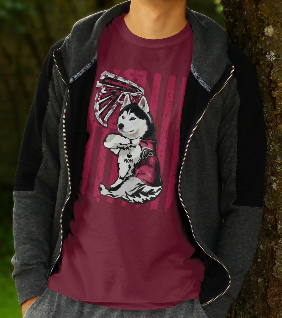 Siberian Husky I Love Mom Atlanta Falcons T-Shirt