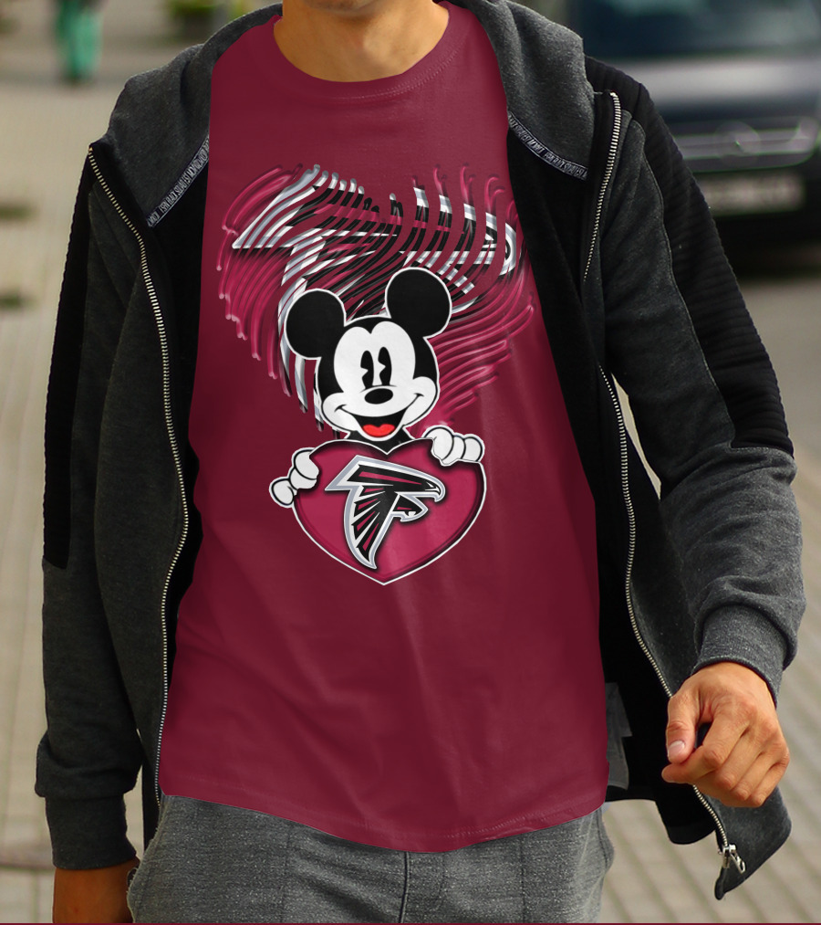 Mick Holding Atlanta Falcons Heart With Falcons Logo And Stylized T-Shirt