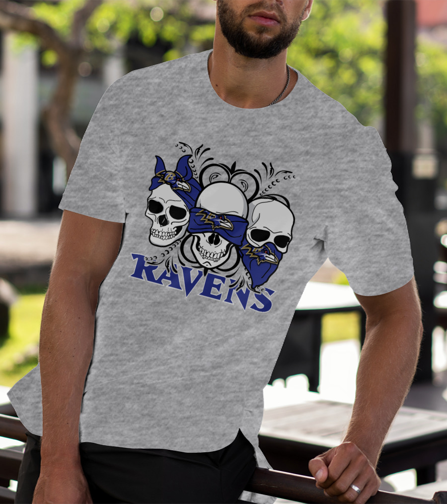 Ravens Three Skulls Bandana Baltimore Ravens T-Shirt