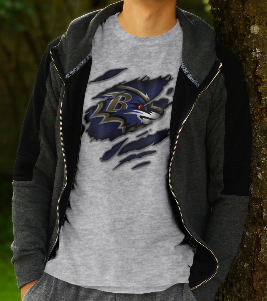 Baltimore Ravens Fierce Logo Claw Marks T-Shirt