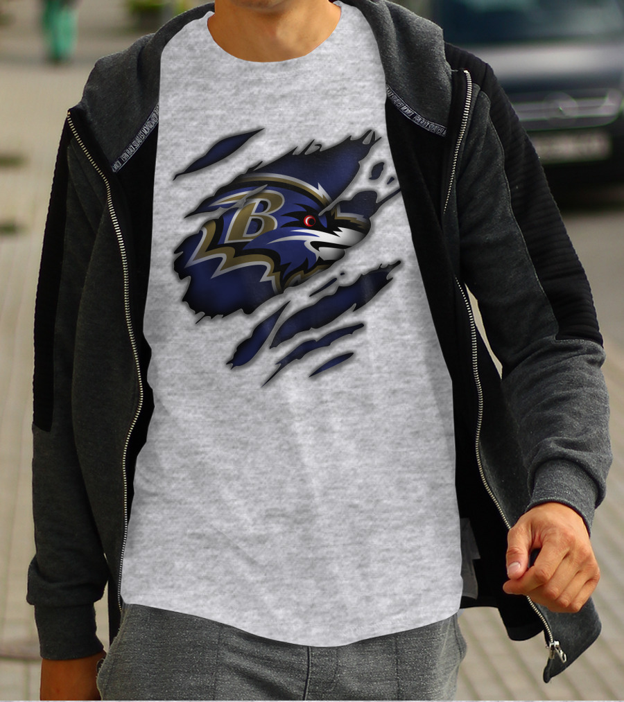 Baltimore Ravens Fierce Logo Claw Marks T-Shirt