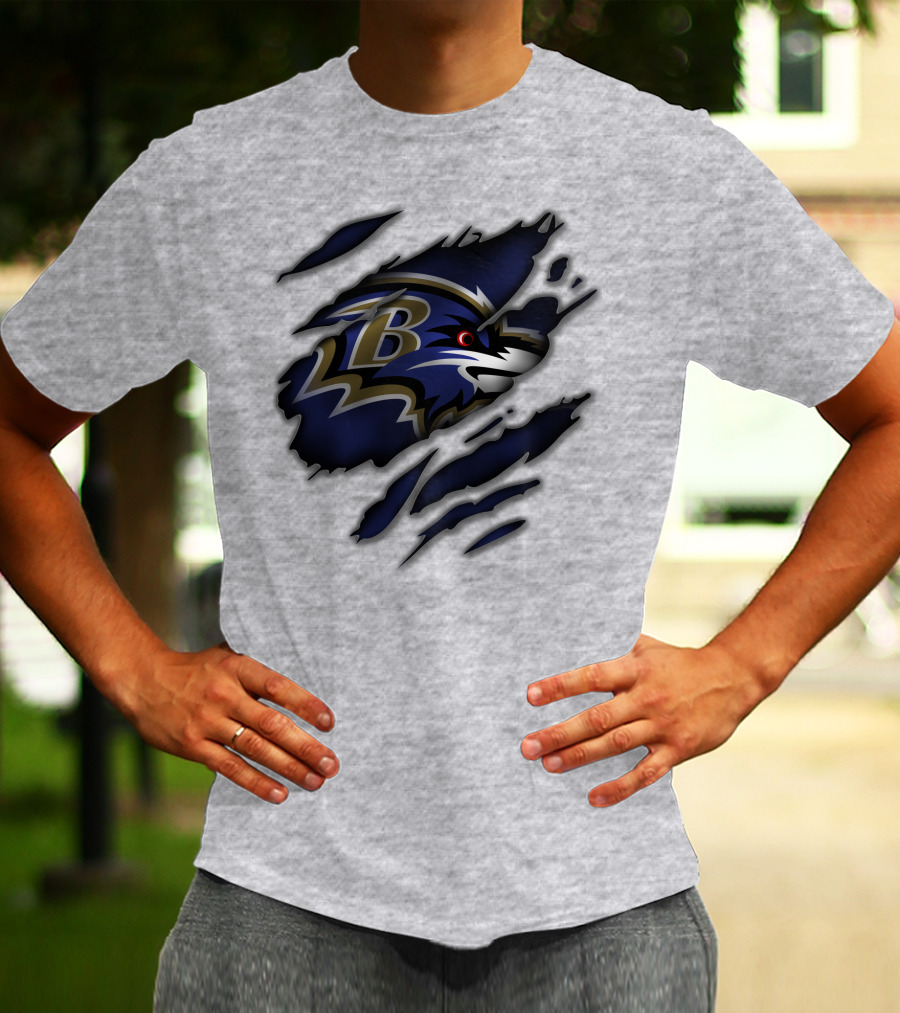Baltimore Ravens Fierce Logo Claw Marks T-Shirt