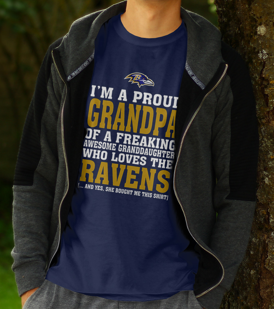 Baltimore Ravens Proud Grandpa Of Awesome Granddaughter Who Loves The Ravens T-Shirt