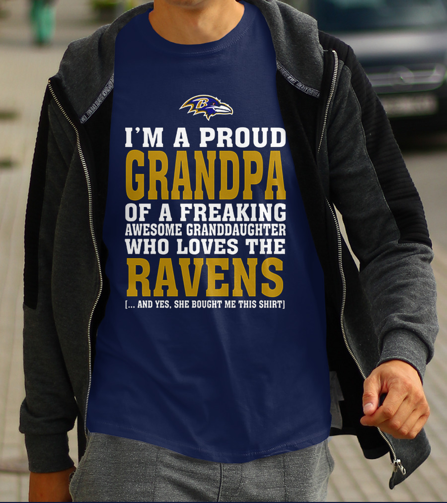 Baltimore Ravens Proud Grandpa Of Awesome Granddaughter Who Loves The Ravens T-Shirt