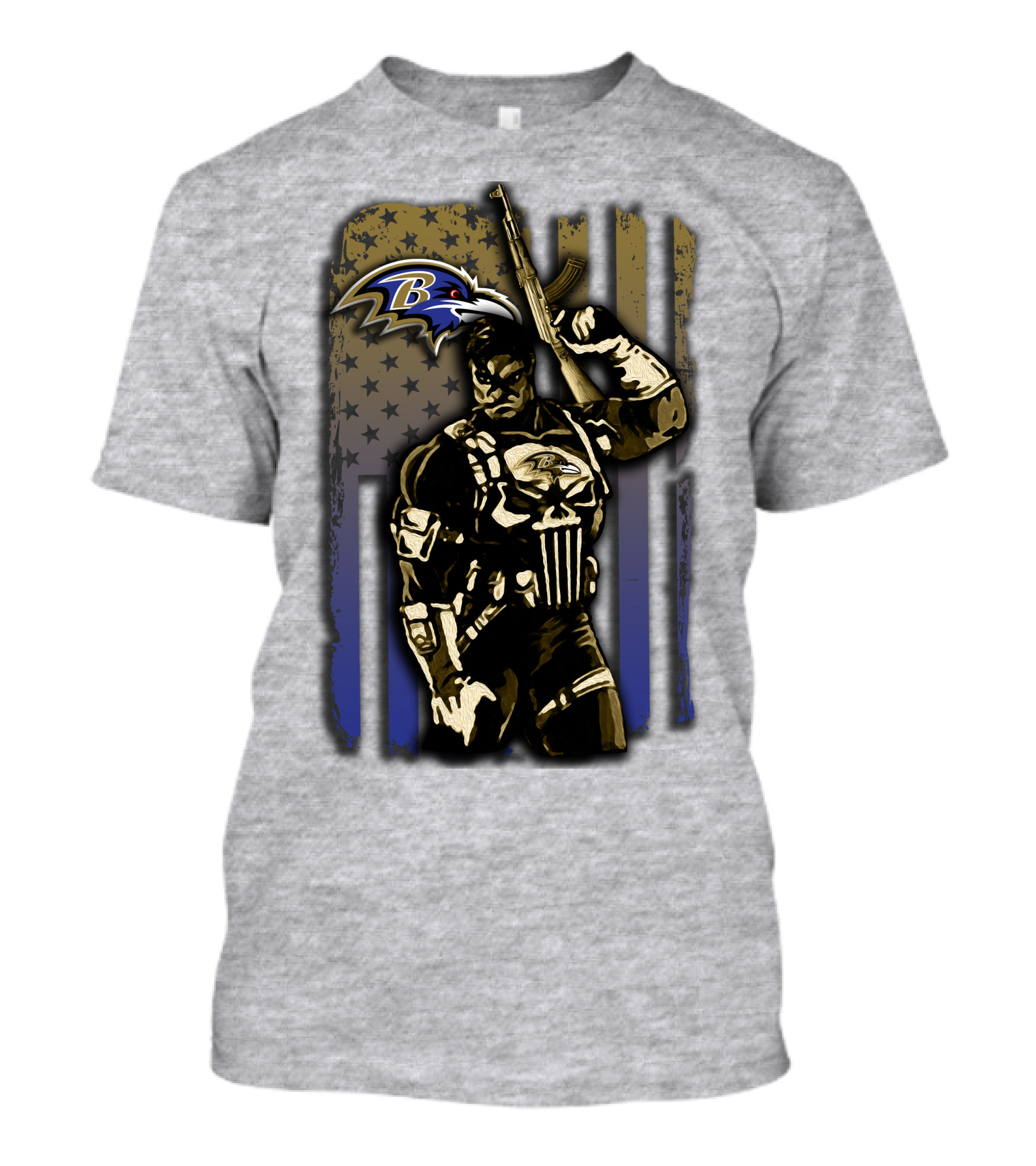 Baltimore Ravens Punisher Soldier Usa Flag T-Shirt