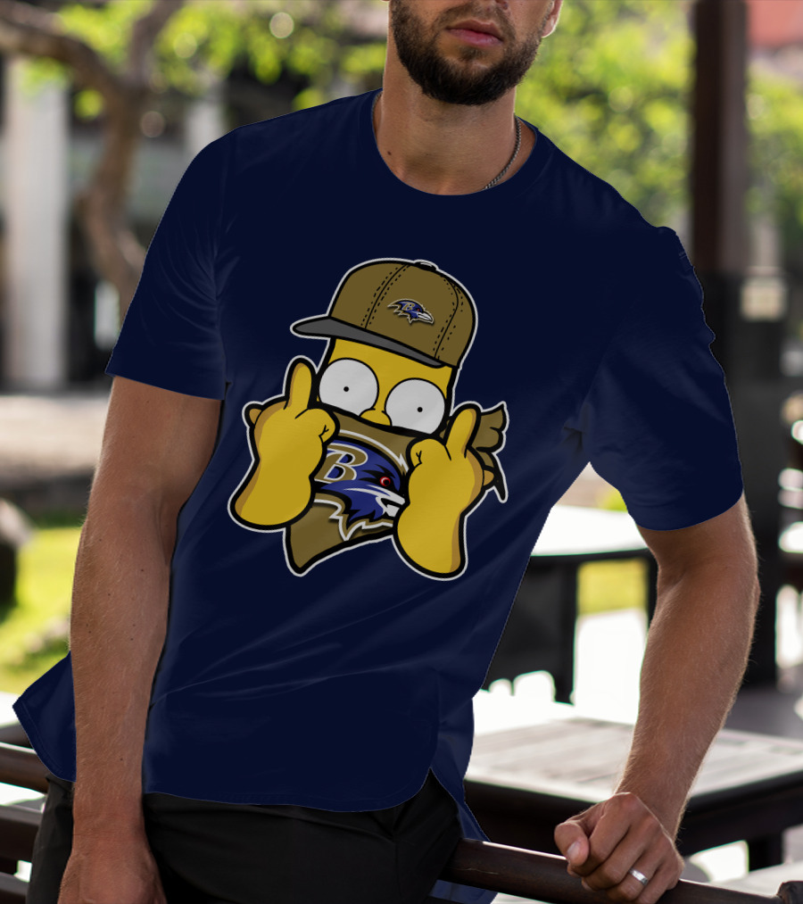 Baltimore Ravens Homer Simpson Parody Nfl Logo T-Shirt