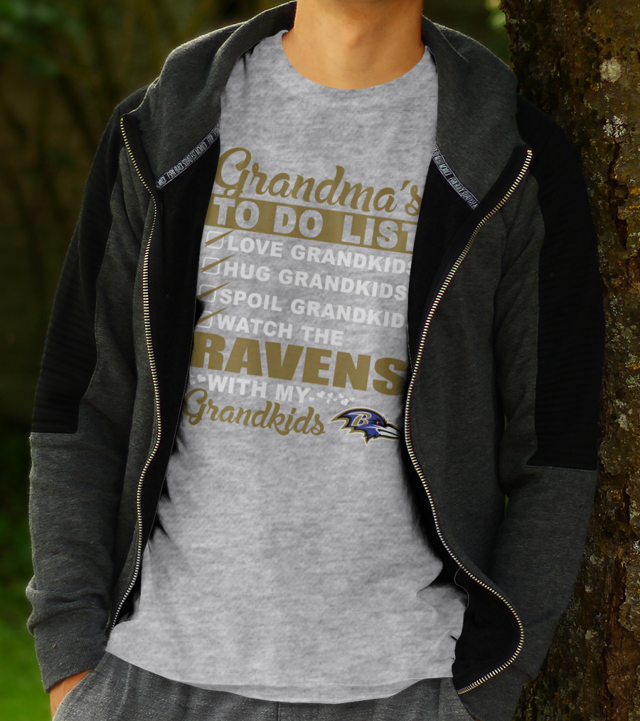 Grandma's To Do List Love Hug Spoil Watch The Ravens With My Grandkids T-Shirt