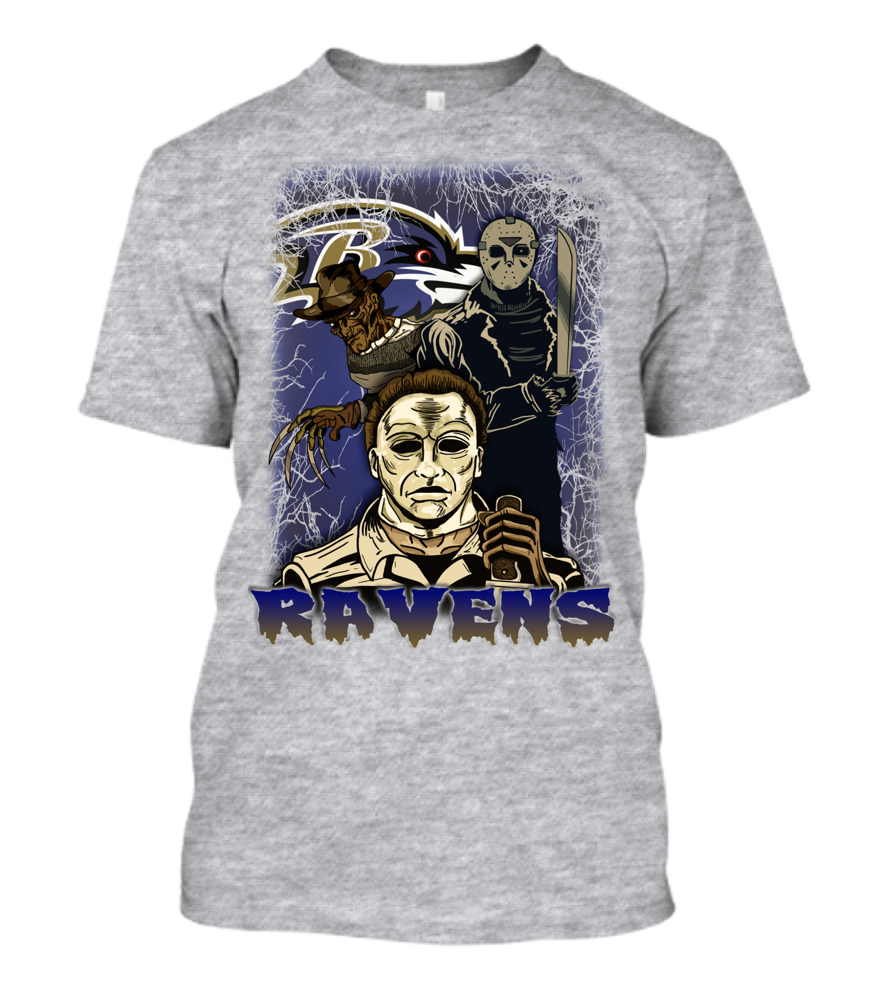 Baltimore Ravens Horror Movie Crossover 35 T-Shirt