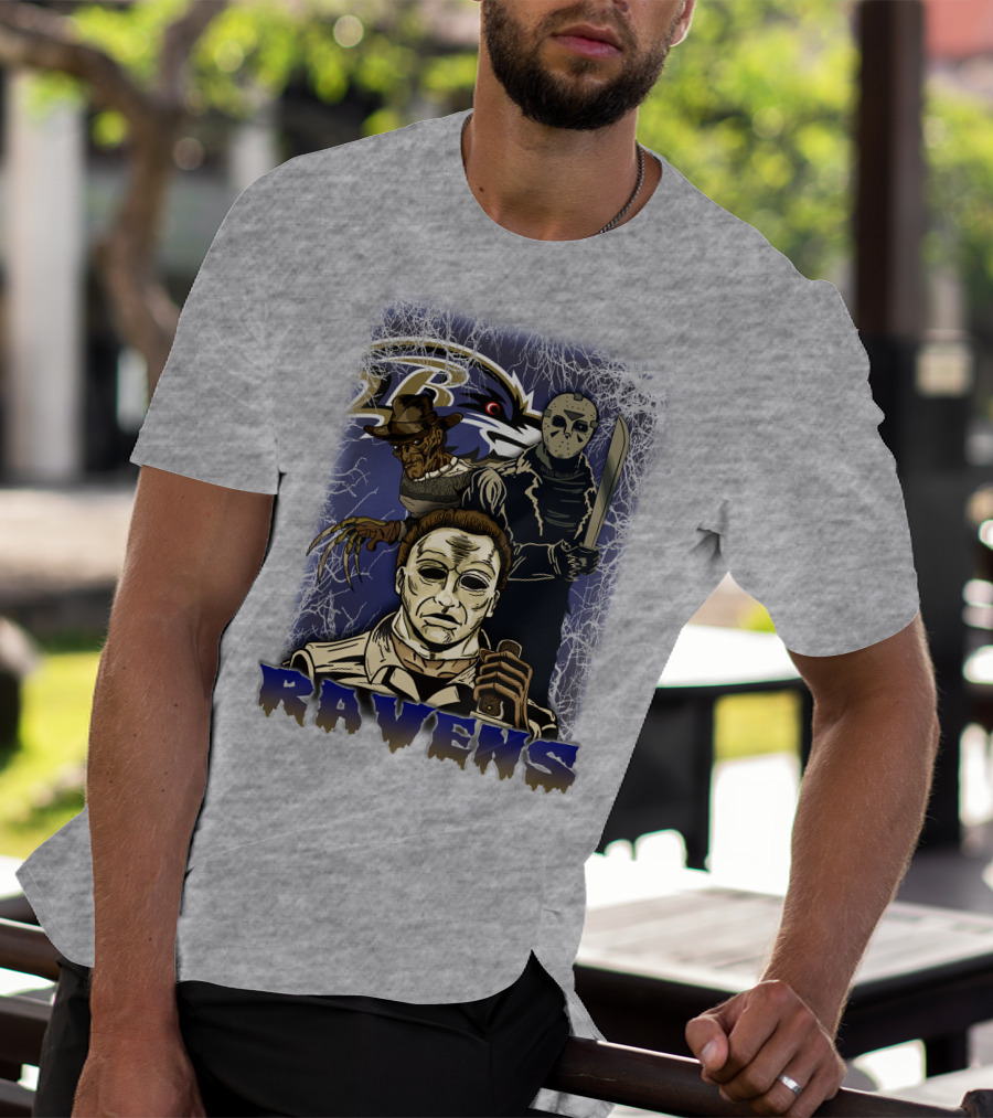 Baltimore Ravens Horror Movie Crossover 35 T-Shirt