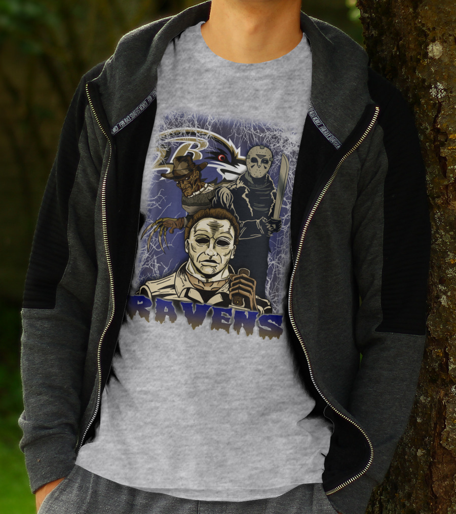 Baltimore Ravens Horror Movie Crossover 35 T-Shirt