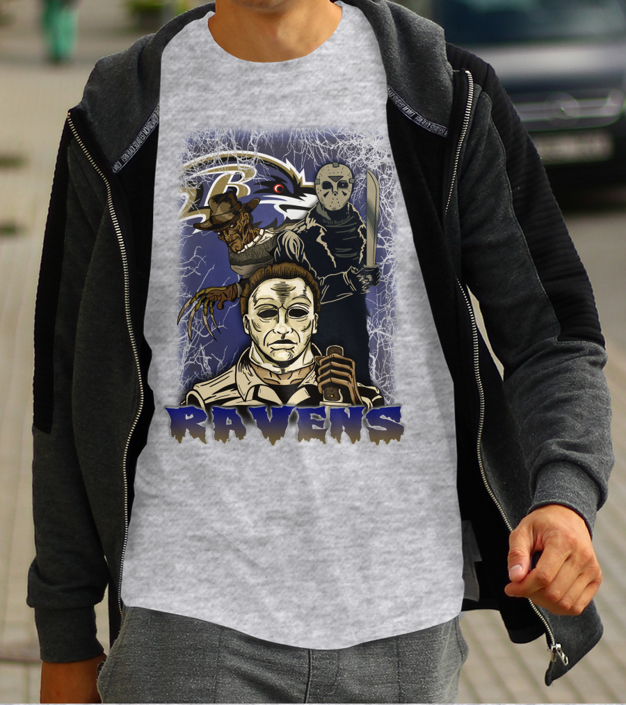 Baltimore Ravens Horror Movie Crossover 35 T-Shirt